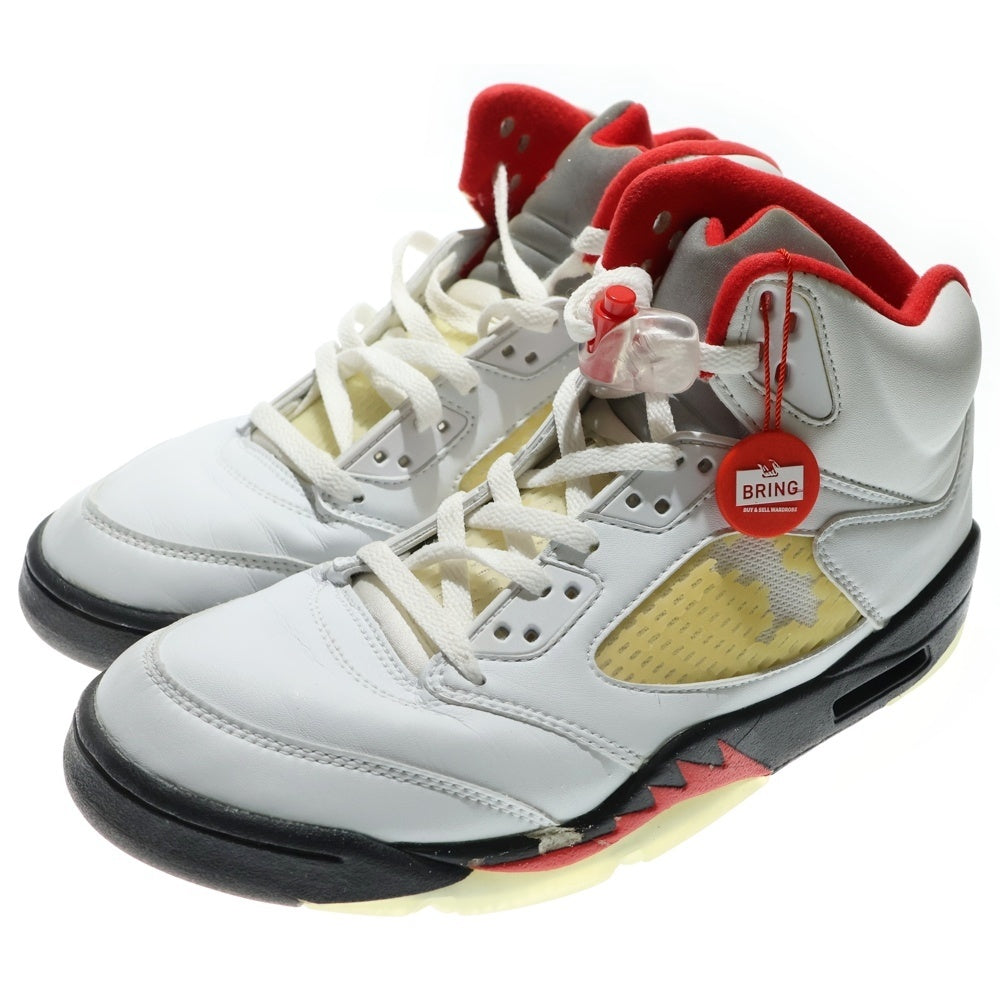 NIKE(ナイキ) 【観賞用】2000年製 AIR JORDAN 5 RETRO FIRE RED エアジョーダン5 レトロ ファイヤーレッド ハイカットスニーカー ホワイト/レッド US9.5/27.5cm 136027-101