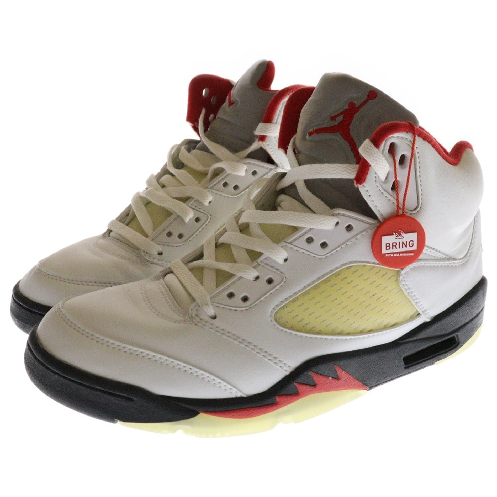 NIKE(ナイキ) 【観賞用】2000年製 AIR JORDAN 5 RETRO FIRE RED エアジョーダン5 レトロ ファイヤーレッド ハイカットスニーカー ホワイト/レッド US9.5/27.5cm 136027-101
