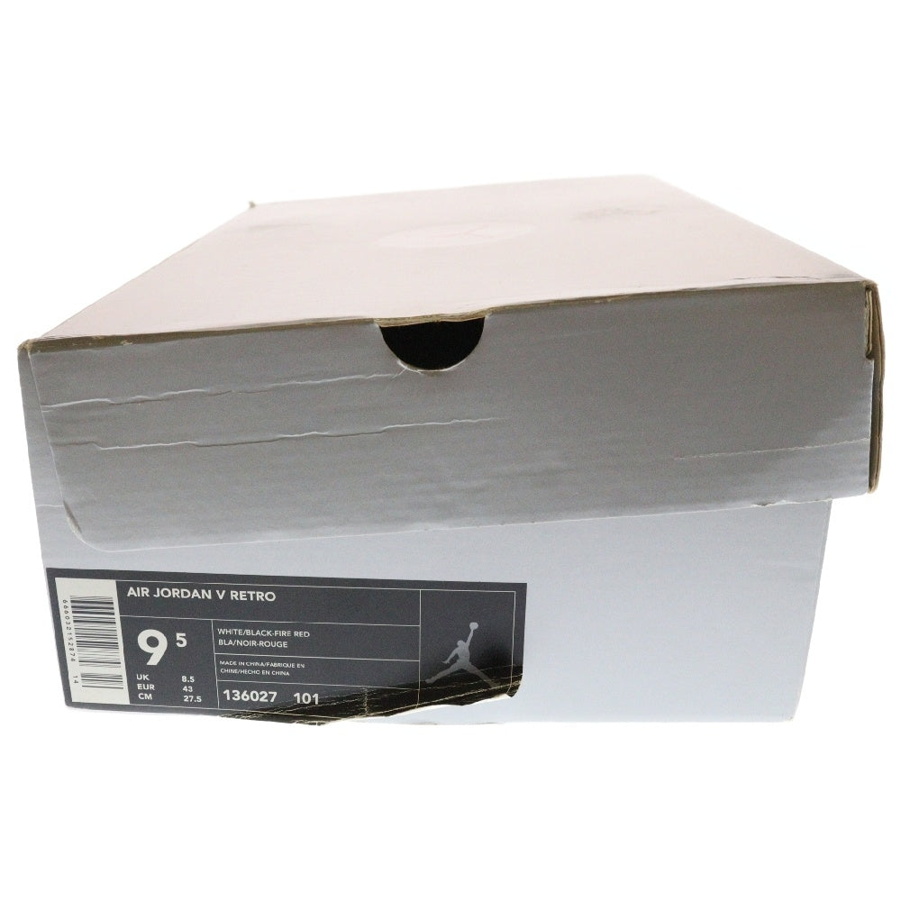 NIKE(ナイキ) 【観賞用】2000年製 AIR JORDAN 5 RETRO FIRE RED エアジョーダン5 レトロ ファイヤーレッド ハイカットスニーカー ホワイト/レッド US9.5/27.5cm 136027-101