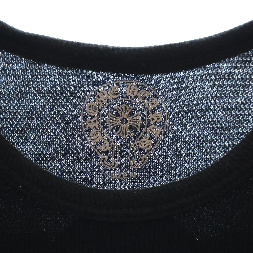 CHROME HEARTS(クロムハーツ) DBL CH CRS Thermal L/S Tee ダブルCHクロス バックプリント サーマル クルーネック 長袖Tシャツ ブラック