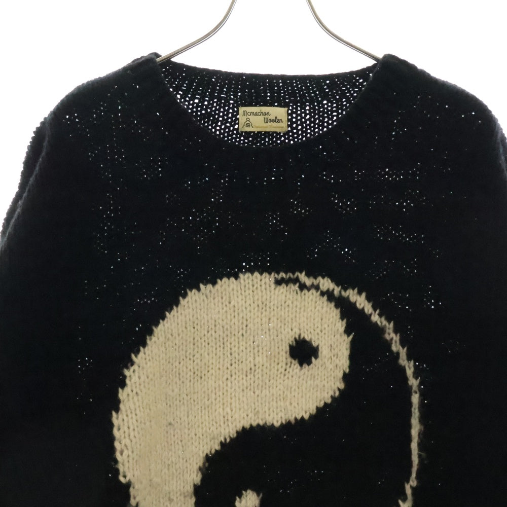 mcmachan woolen(マクマーンウーレン) YIN&YANG CREW NECA KNIT インヤン クルーネック ニットセーター ブラック