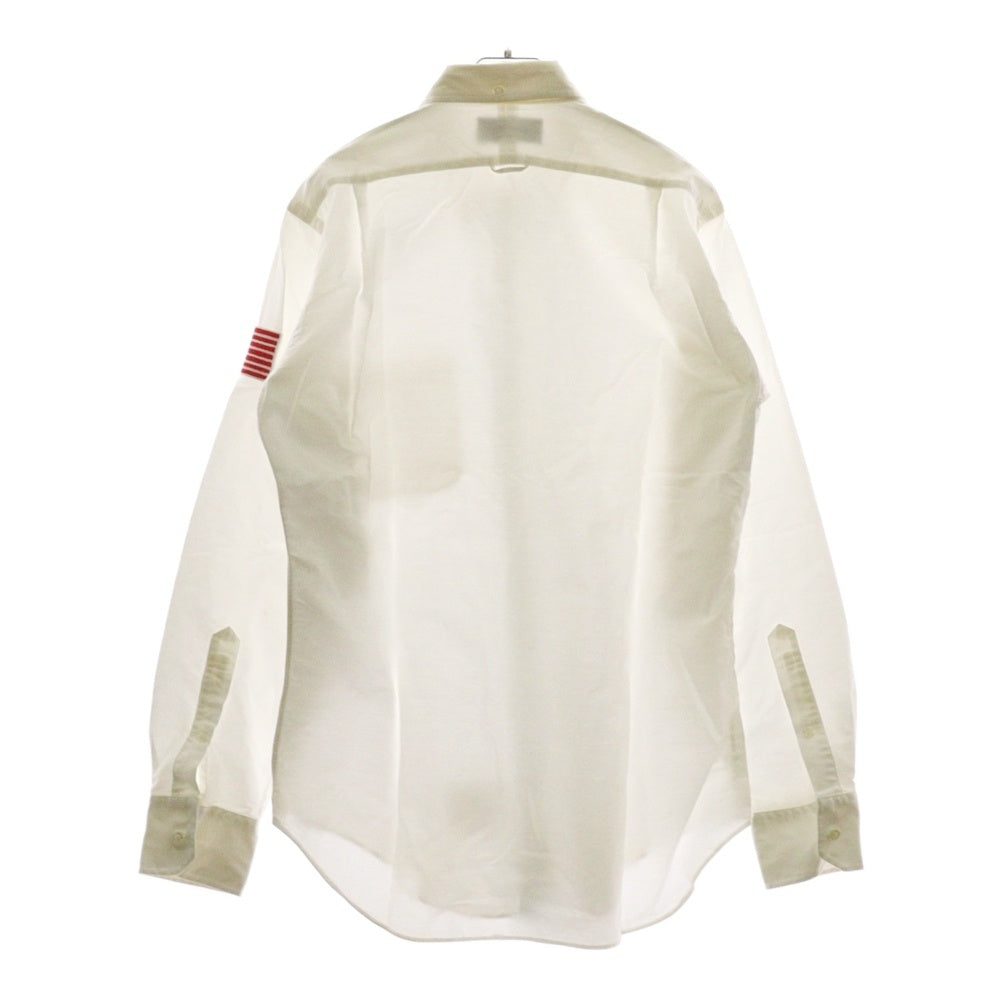 THOM BROWNE(トムブラウン) 星条旗 パッチワーク オックスフォード ボタンダウン 長袖シャツ ホワイト 01111A4091