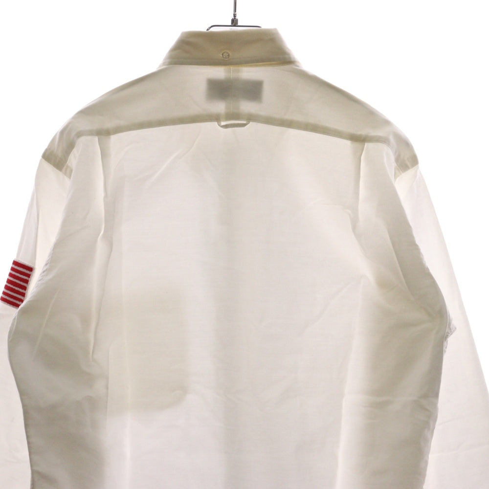 THOM BROWNE(トムブラウン) 星条旗 パッチワーク オックスフォード ボタンダウン 長袖シャツ ホワイト 01111A4091
