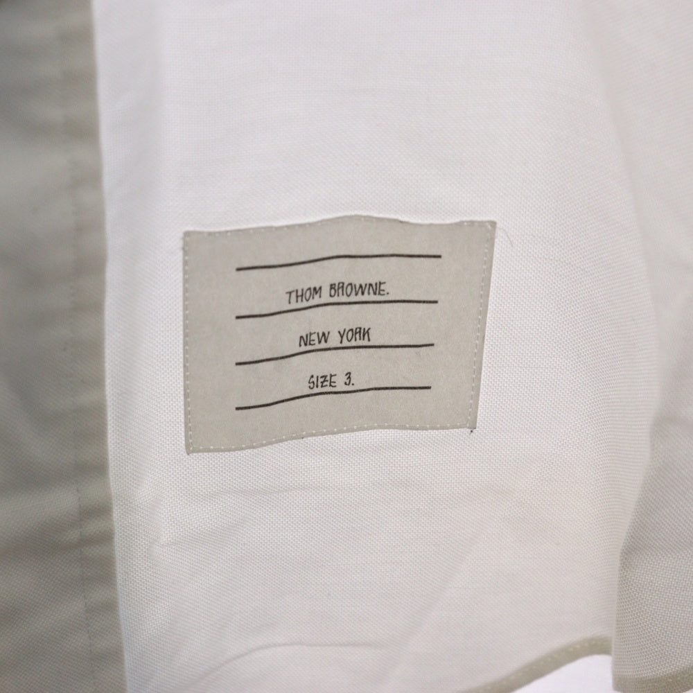 THOM BROWNE(トムブラウン) 星条旗 パッチワーク オックスフォード ボタンダウン 長袖シャツ ホワイト 01111A4091