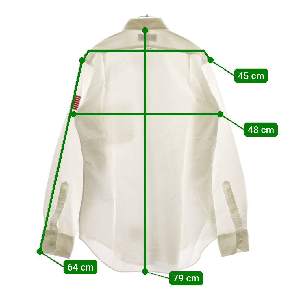 THOM BROWNE(トムブラウン) 星条旗 パッチワーク オックスフォード ボタンダウン 長袖シャツ ホワイト 01111A4091