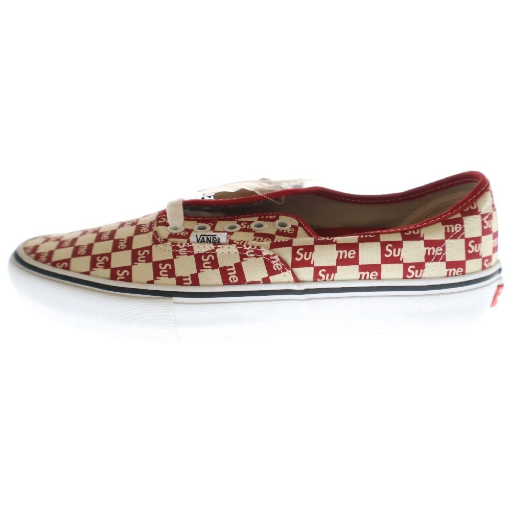 SUPREME(シュプリーム) ×VANS Authentic Pro Checker Logo バンズ オーセンティック プロ チェッカーロゴ ローカットスニーカー ホワイト/レッド US9.5/27.5cm VN000Q0DJLY