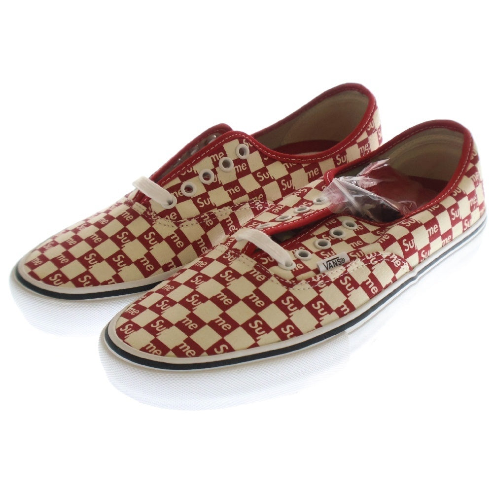 SUPREME(シュプリーム) ×VANS Authentic Pro Checker Logo バンズ オーセンティック プロ チェッカーロゴ ローカットスニーカー ホワイト/レッド US9.5/27.5cm VN000Q0DJLY