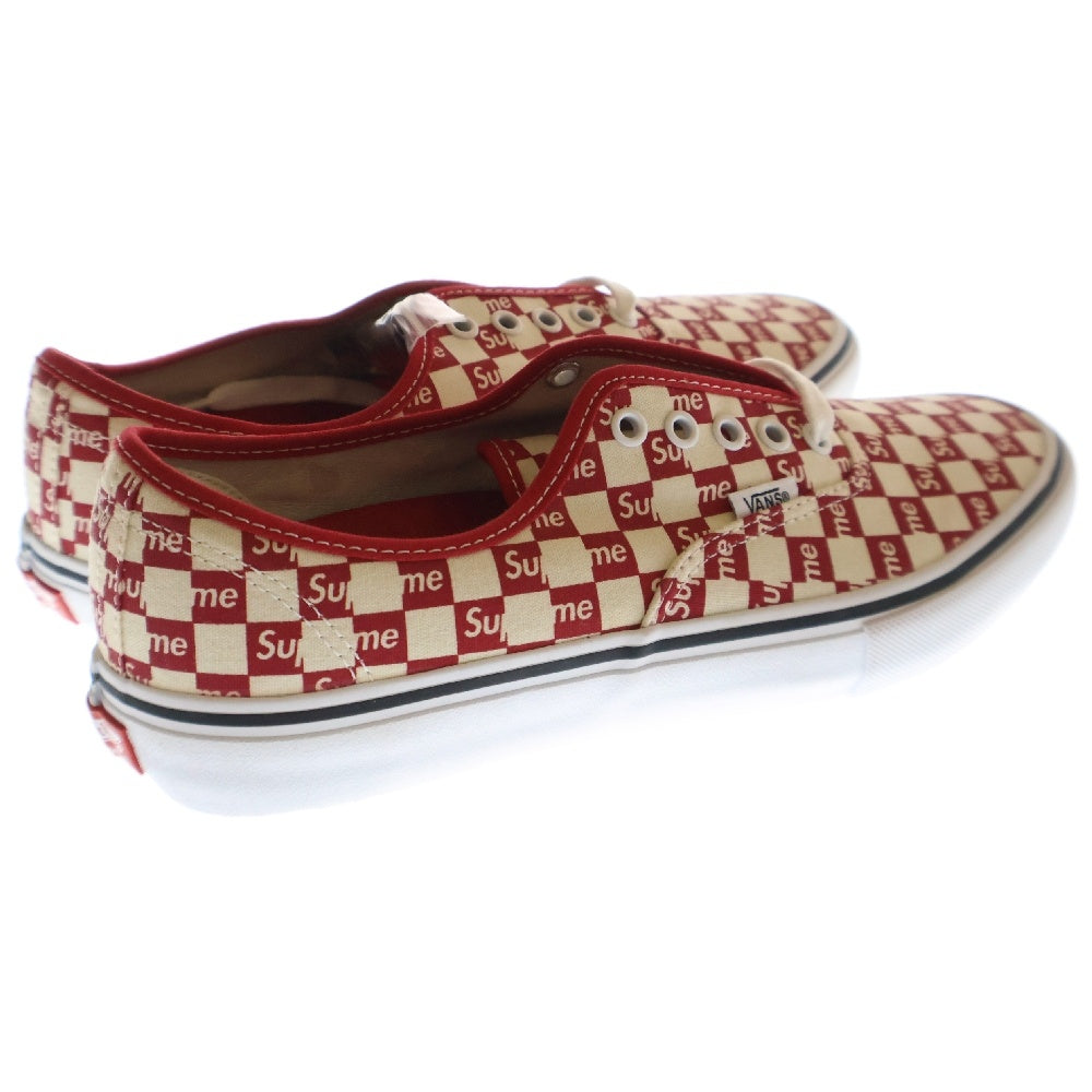 SUPREME(シュプリーム) ×VANS Authentic Pro Checker Logo バンズ オーセンティック プロ チェッカーロゴ ローカットスニーカー ホワイト/レッド US9.5/27.5cm VN000Q0DJLY