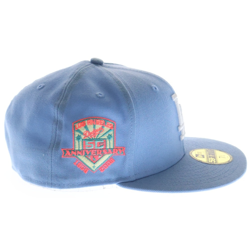 NEW ERA(ニューエラ) 59FIFTY LA 50th Anniversary Cap ロサンゼルス ドジャース 50周年記念 6パネル ベースボールキャップ 帽子 スカイブルー