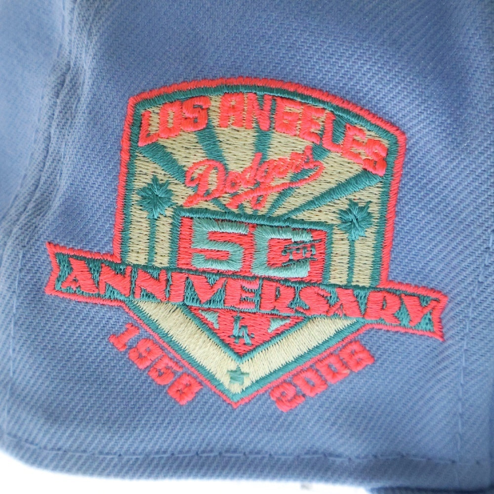 NEW ERA(ニューエラ) 59FIFTY LA 50th Anniversary Cap ロサンゼルス ドジャース 50周年記念 6パネル ベースボールキャップ 帽子 スカイブルー