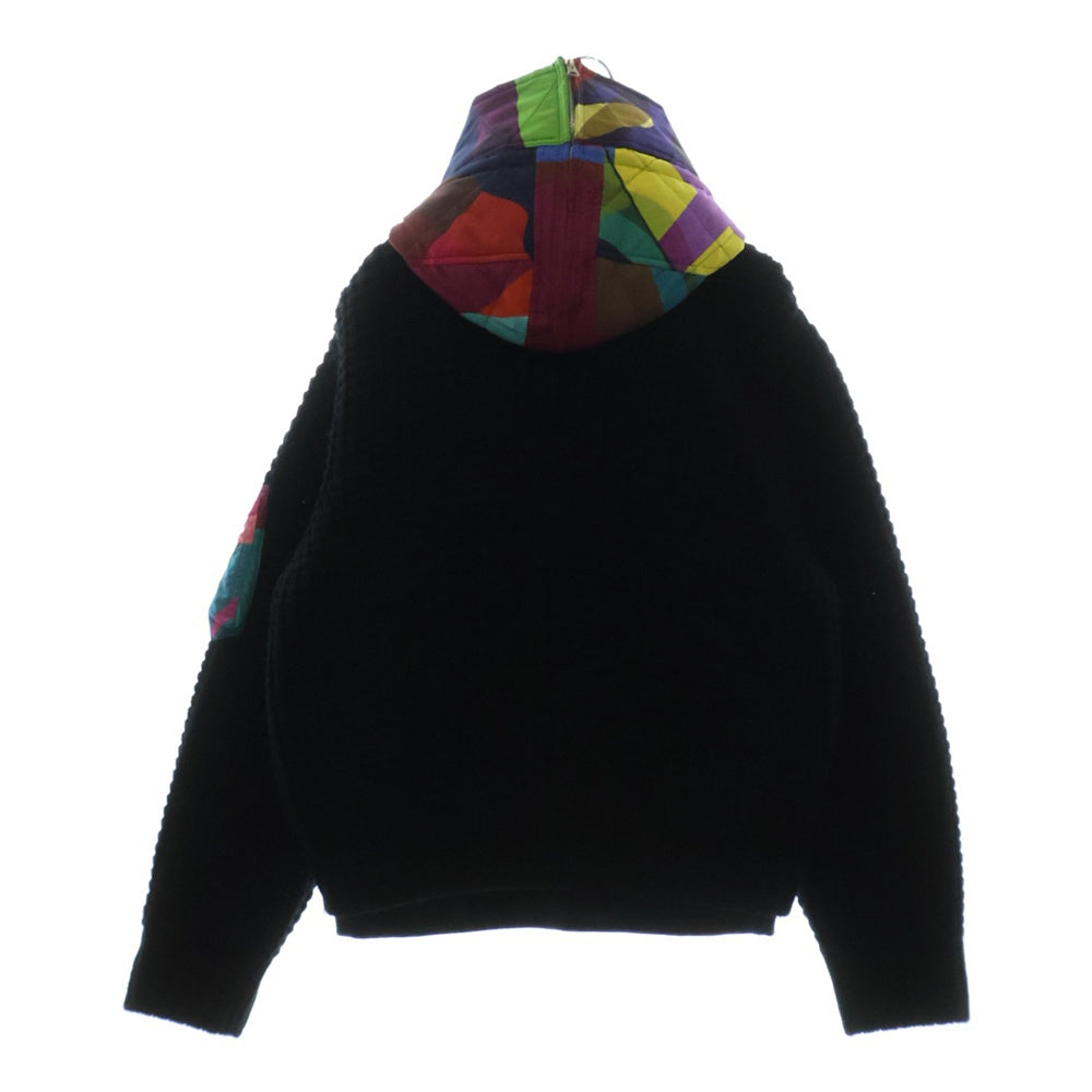 Sacai(サカイ) ×KAWS Wool Knit Blouson カウズ ウールニット レイヤード ジップアップブルゾン フーディ ブラック/マルチ 21-02576M