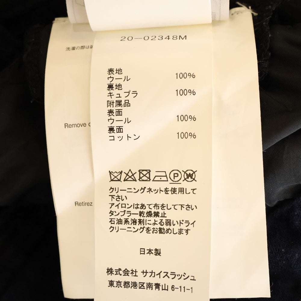Sacai(サカイ) 20AW ベルト付き チェック ウール ワイドカーゴパンツ ブラック/グリーン 20-02348M