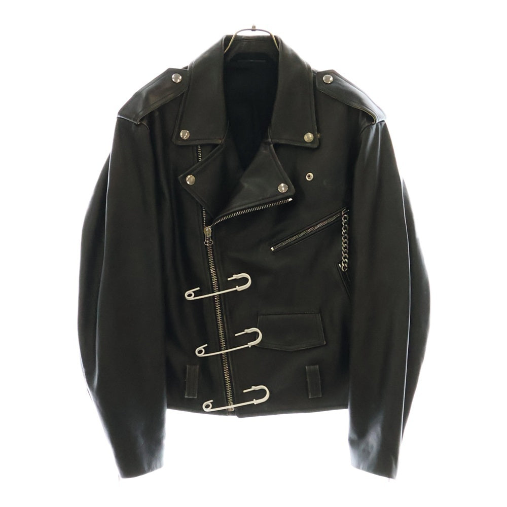 RAF SIMONS(ラフシモンズ) 20AW Biker Jacket with Safety Pin 46 Black Leather ダブルライダース レザージャケット ブラック 202-650