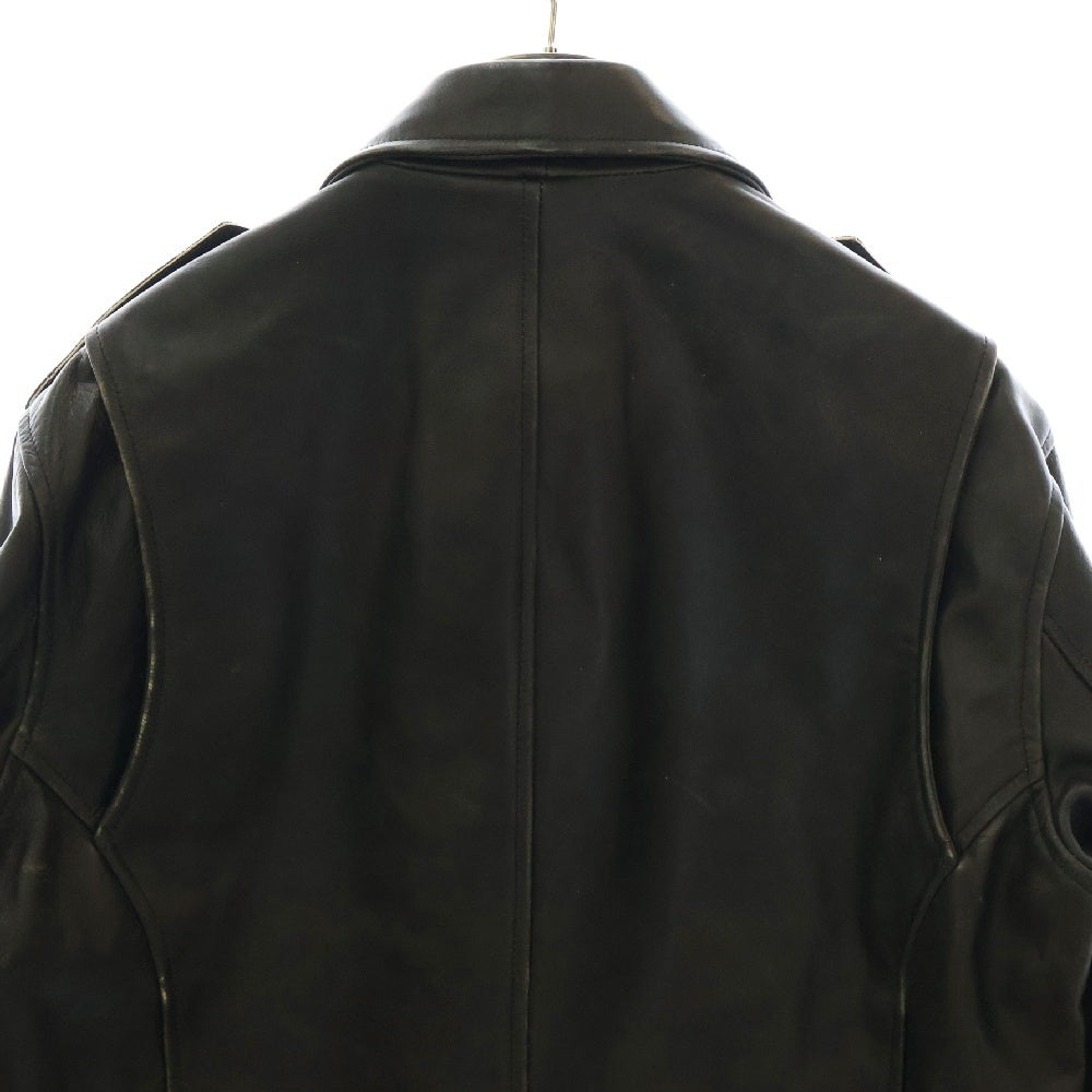 RAF SIMONS(ラフシモンズ) 20AW Biker Jacket with Safety Pin 46 Black Leather ダブルライダース レザージャケット ブラック 202-650