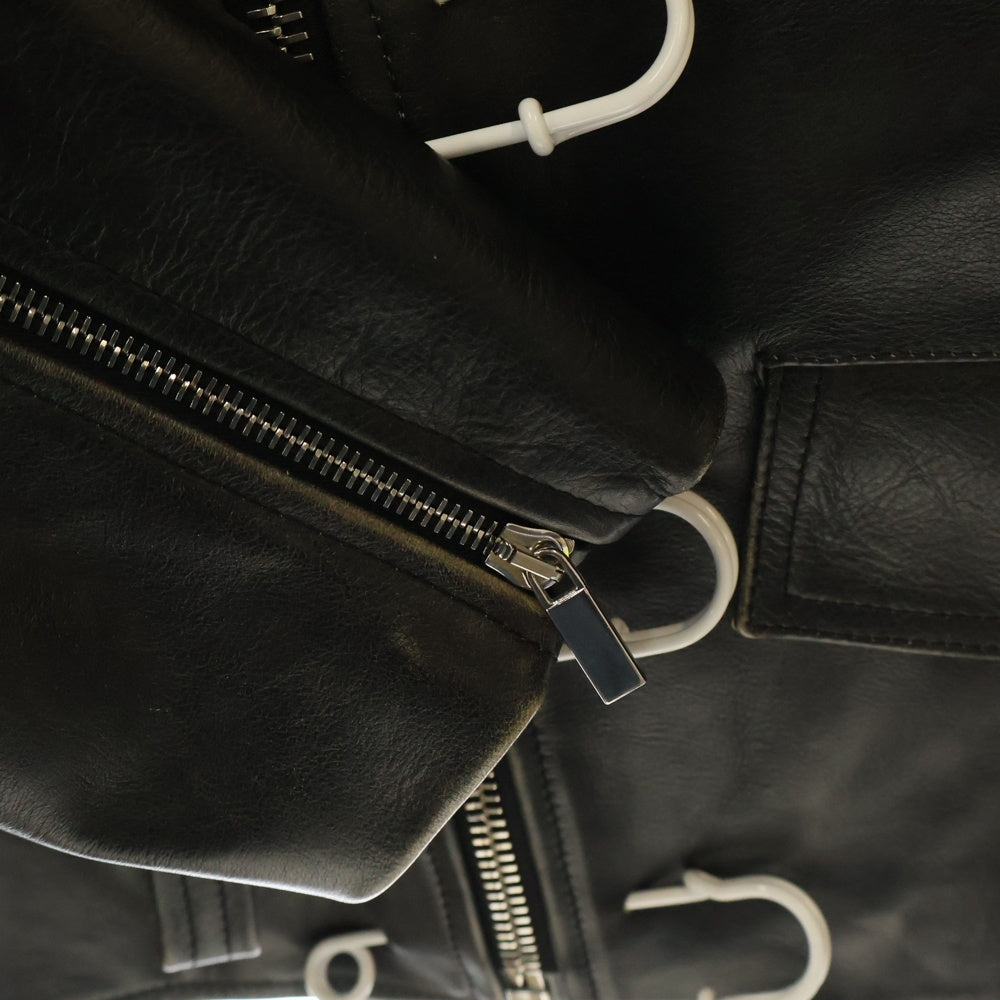 RAF SIMONS(ラフシモンズ) 20AW Biker Jacket with Safety Pin 46 Black Leather ダブルライダース レザージャケット ブラック 202-650