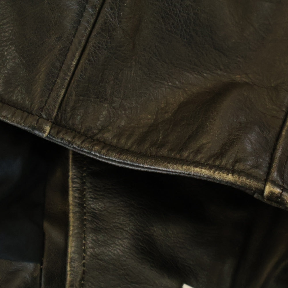 RAF SIMONS(ラフシモンズ) 20AW Biker Jacket with Safety Pin 46 Black Leather ダブルライダース レザージャケット ブラック 202-650