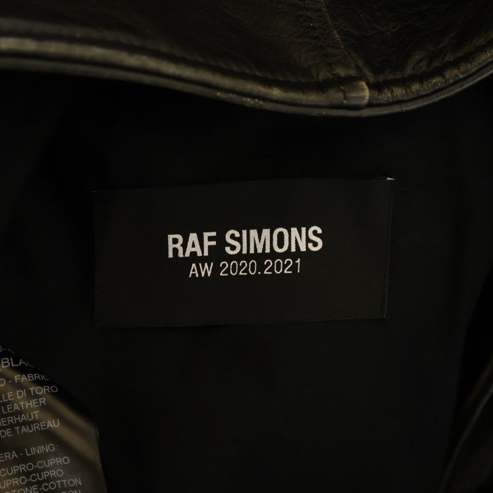 RAF SIMONS(ラフシモンズ) 20AW Biker Jacket with Safety Pin 46 Black Leather ダブルライダース レザージャケット ブラック 202-650