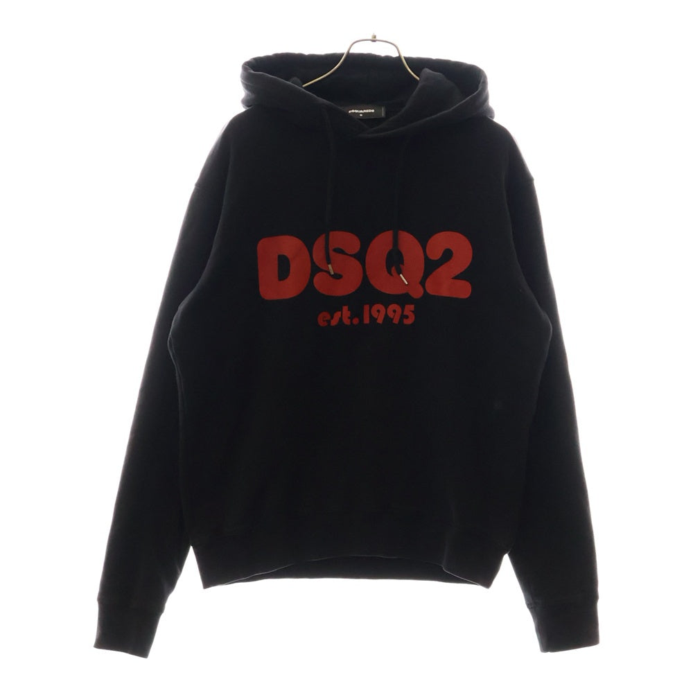 DSQUARED2(ディースクエアード) フロントロゴプリント プルオーバーパーカー フーディー スウェット ブラック S74GU0691 S25030
