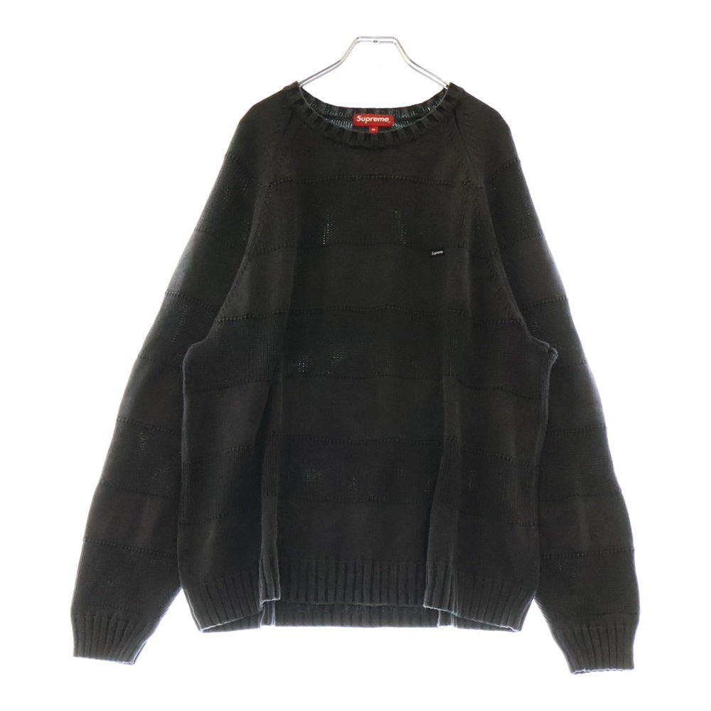 SUPREME(シュプリーム) 23SS Small Box Stripe Sweater スモールボックスロゴ ストライプ クルーネック ニットセーター グレー