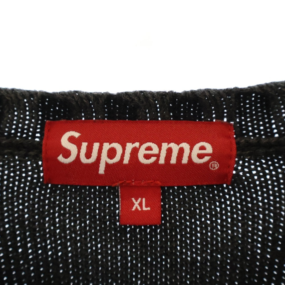 SUPREME(シュプリーム) 23SS Small Box Stripe Sweater スモールボックスロゴ ストライプ クルーネック ニットセーター グレー