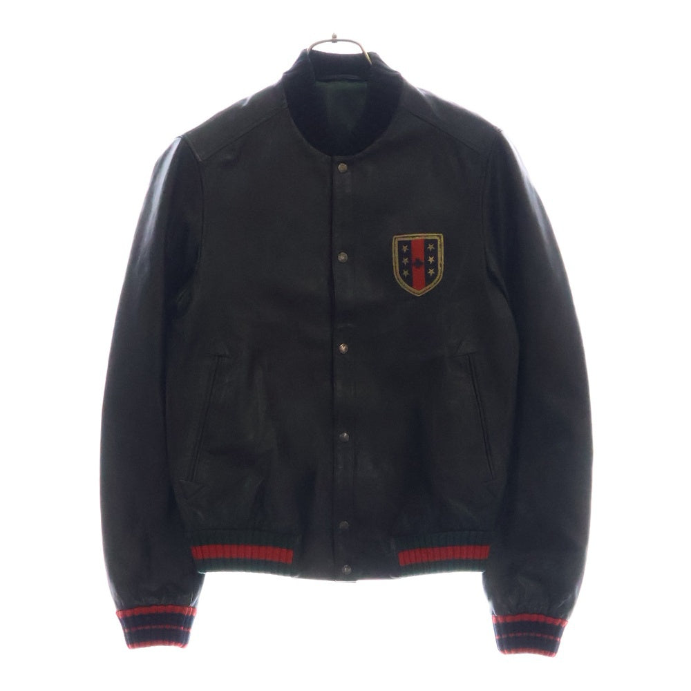GUCCI(グッチ) フロント ワッペン レザージャケット ブラック 408376-XG134