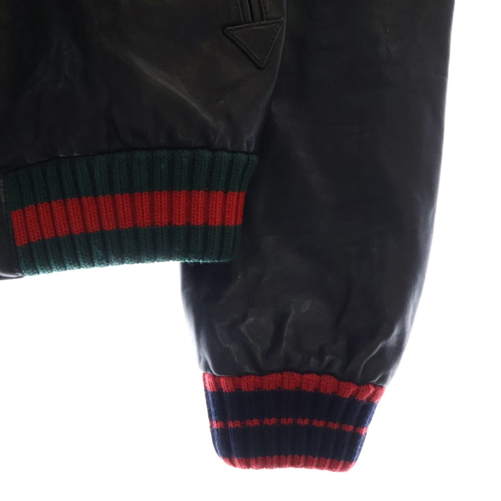 GUCCI(グッチ) フロント ワッペン レザージャケット ブラック 408376-XG134