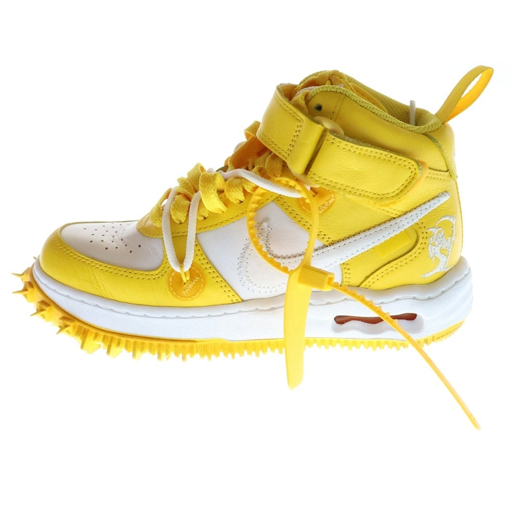 NIKE(ナイキ) ×OFF-WHITE AIR FORCE 1 MID SP LTHR オフホワイト エア フォース 1 ミッドカットスニーカー ホワイト/イエロー US4/23cm DR0500-101 レディース