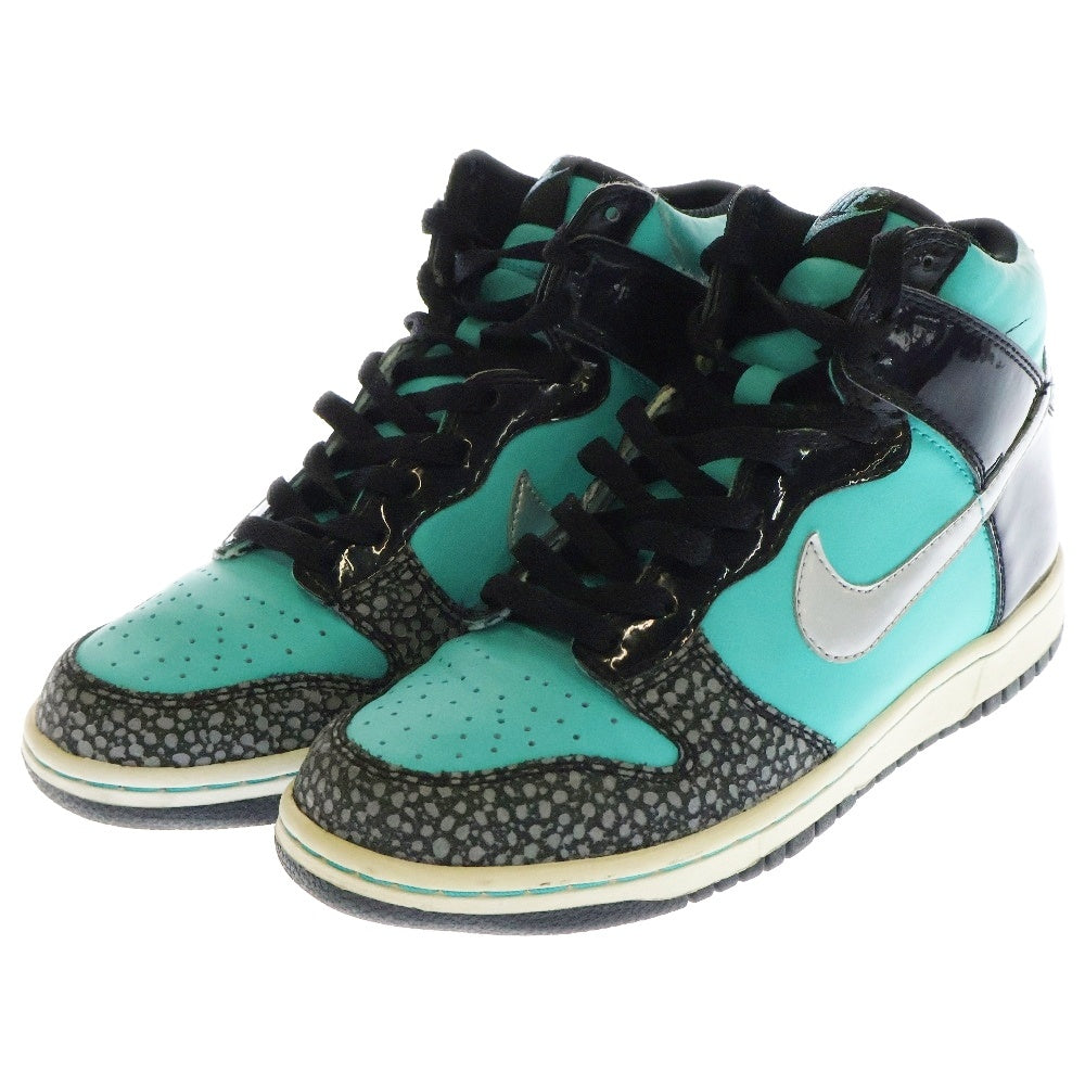 NIKE(ナイキ) 【観賞用 2010年製】DUNK HIGH GS Black Retro Silver ダンクハイ ティファニーブルー US6Y/24cm 308319-401 レディース