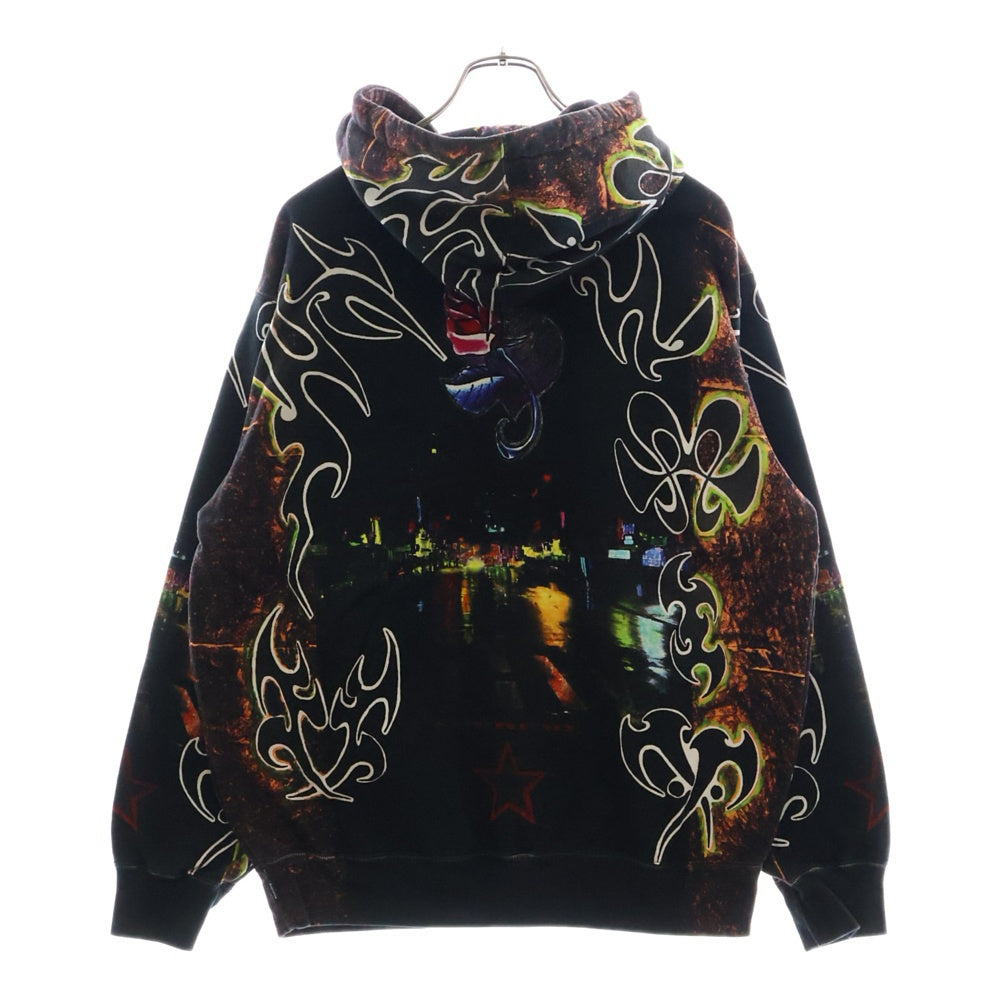 SUPREME(シュプリーム) 22SS East Broadway Hooded Sweatshirt イースト ブロードウェイ 総柄 プルオーバースウェットパーカー フーディ ブラック