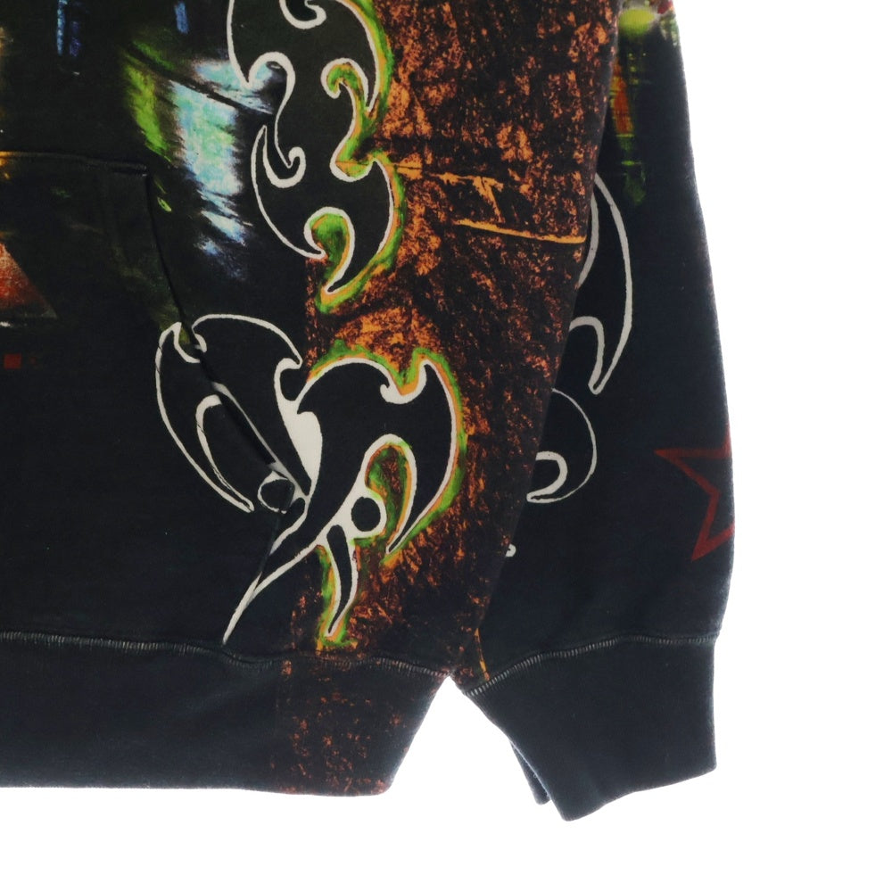 SUPREME(シュプリーム) 22SS East Broadway Hooded Sweatshirt イースト ブロードウェイ 総柄 プルオーバースウェットパーカー フーディ ブラック