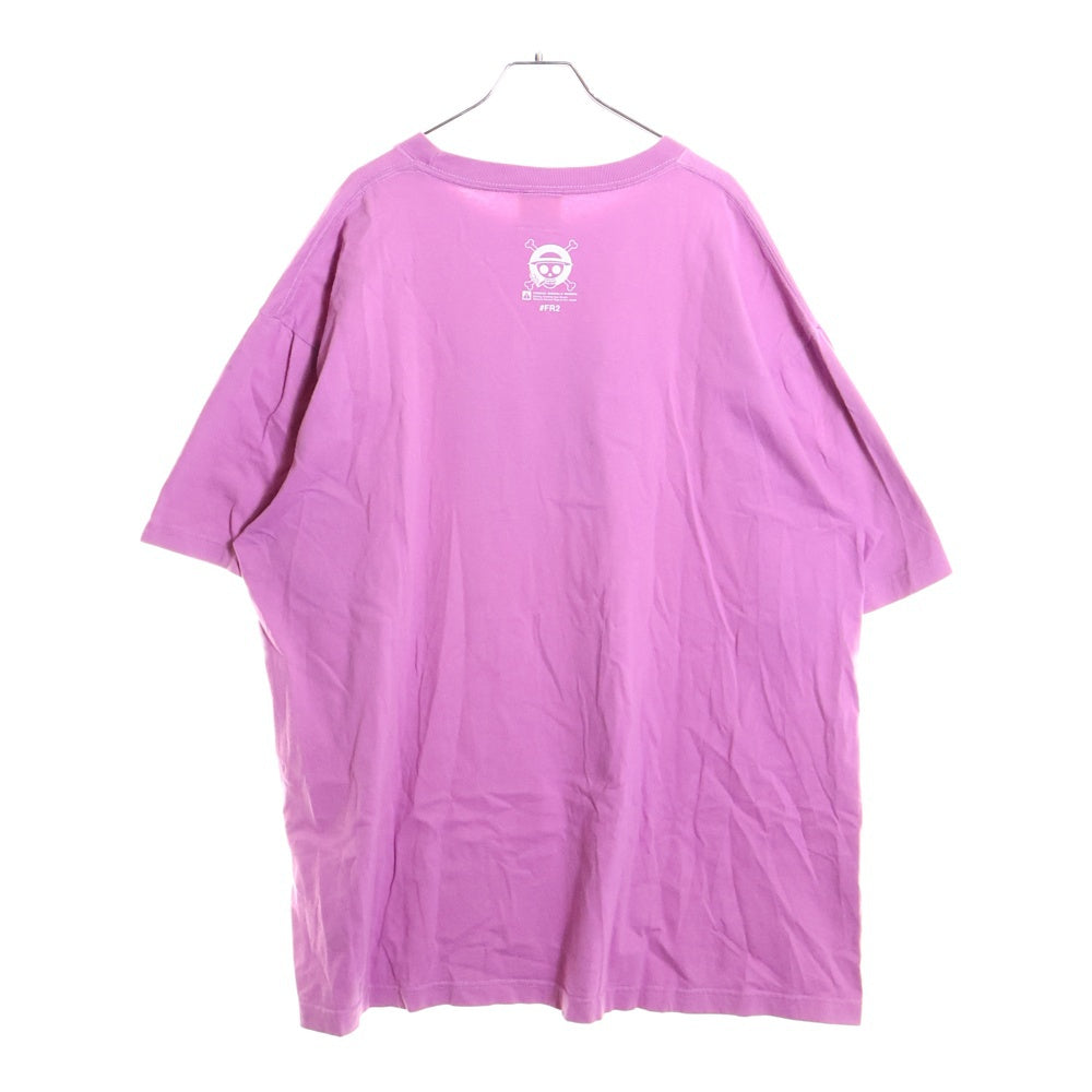 FR2(エフアールツー) ×ONE PIECE HEAVY SMOKER ワンピース フロントプリント クルーネック 半袖Tシャツ パープル