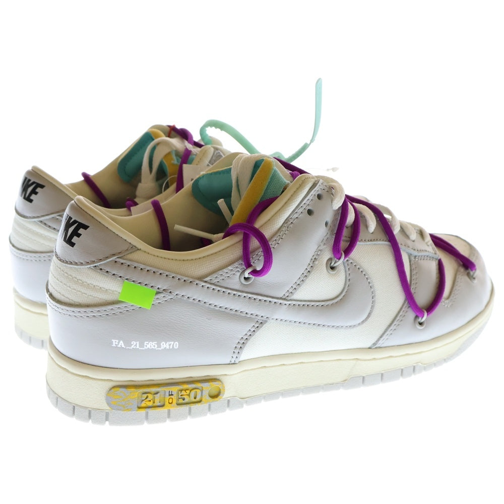 NIKE(ナイキ) ×OFF-WHITE DUNK LOW 1 OF 50 21 オフホワイト ダンク ローカットスニーカー ホワイト/グレー US11/29cm DM1602-100