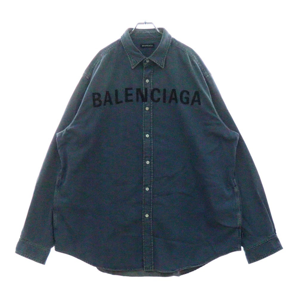 BALENCIAGA(バレンシアガ) 20SS Denim Long Sleeves Plain Cotton Logo Luxury Shirts デニムロングスリーブプレインコットンロゴラグジュアリーシャツ インディゴ 600280 TYE24