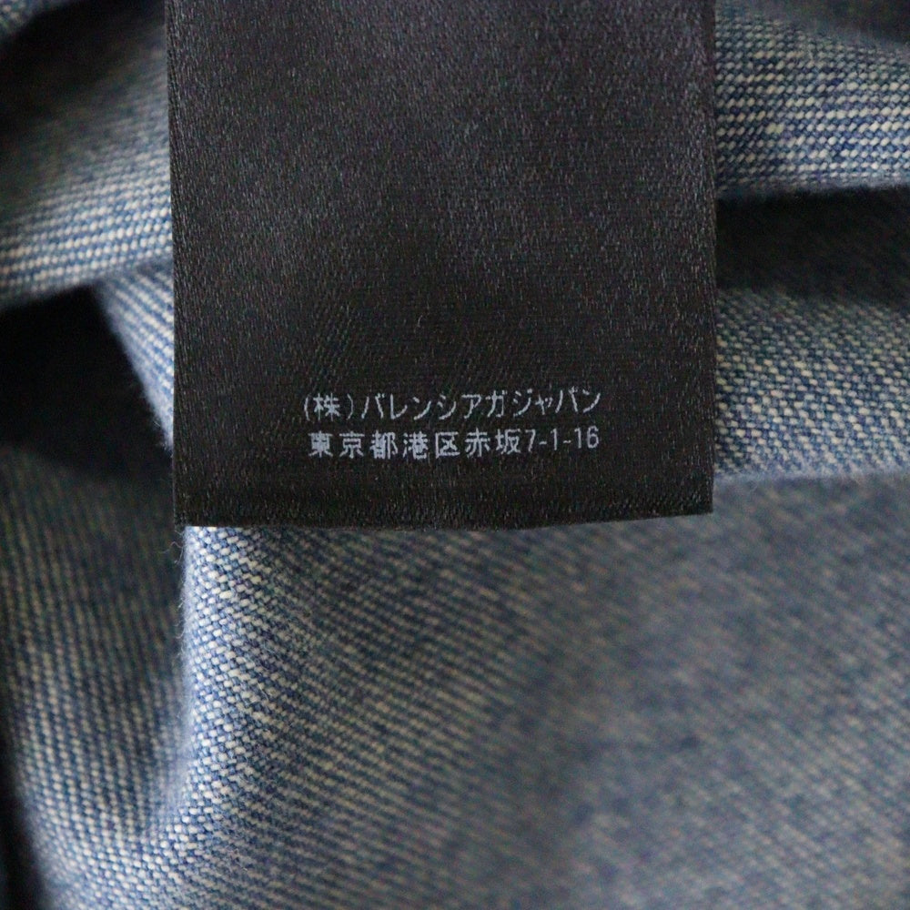 BALENCIAGA(バレンシアガ) 20SS Denim Long Sleeves Plain Cotton Logo Luxury Shirts デニムロングスリーブプレインコットンロゴラグジュアリーシャツ インディゴ 600280 TYE24