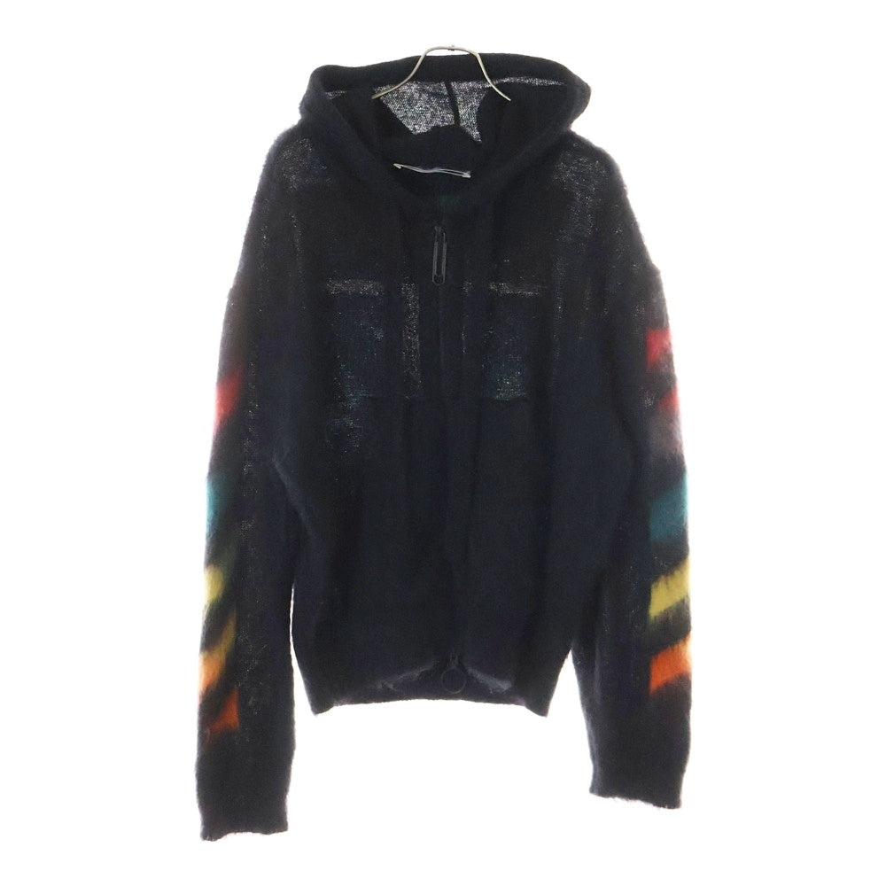 OFF-WHITE(オフホワイト) 20SS Mohair Zip Up Cardigan フード付き モヘア ジップアップカーディガン ブラック OMHA073E20KNI001