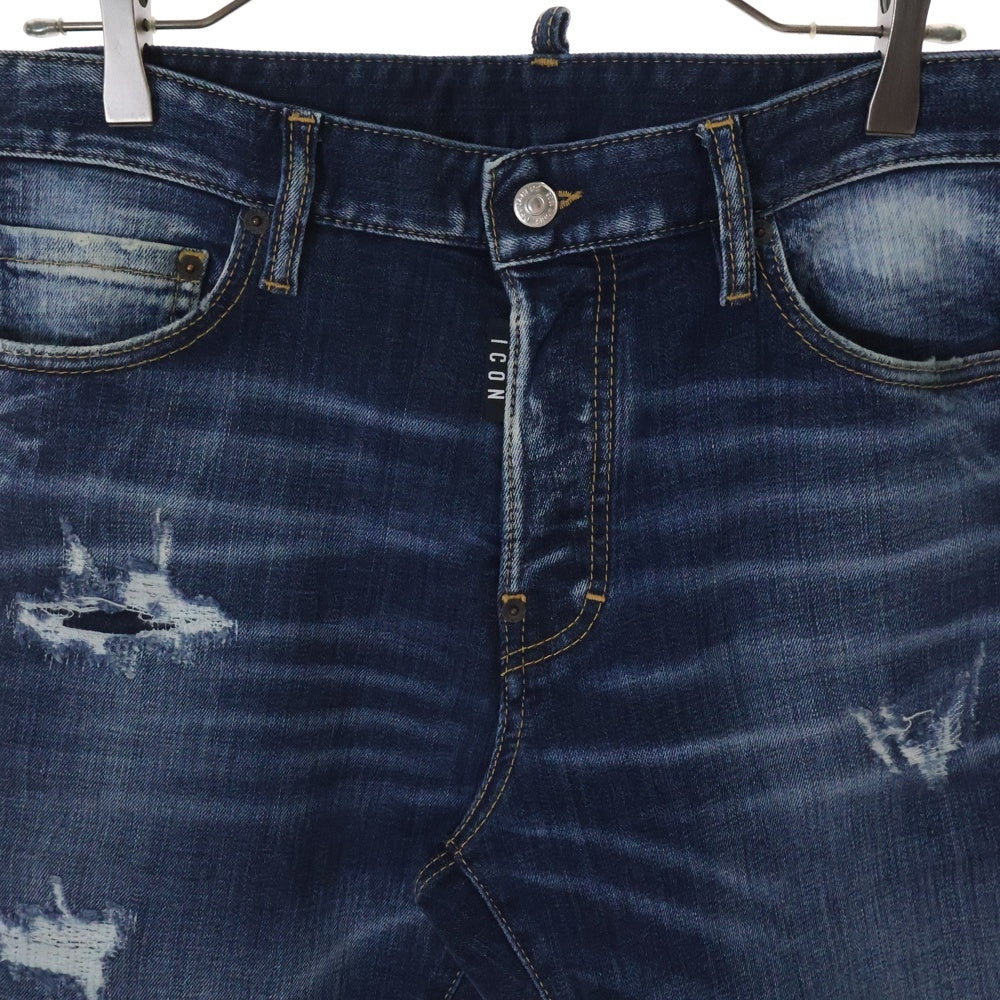 DSQUARED2(ディースクエアード) 24AW ICON Regular Jean アイコン ダメージ加工 レギュラー デニムパンツ ジーンズ インディゴS79LA0084 S30664