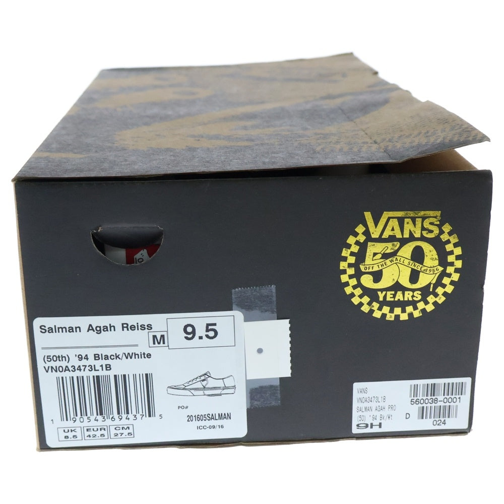 VANS(ヴァンズ) Salman Agah Reiss 50th 94 復刻 サルマン アガー リイシュー VANS50周年記念 ローカットスニーカー ブラック/ホワイト US9.5/27.5cm VN0A3473L1B