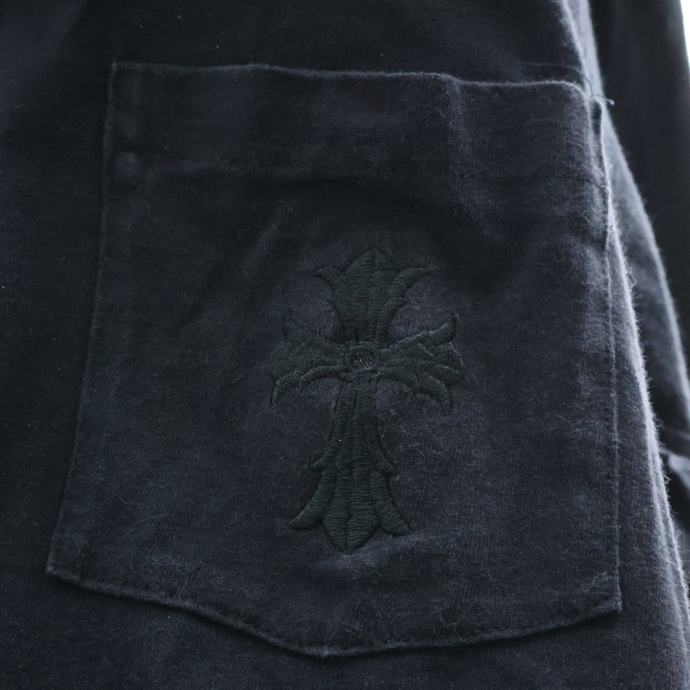 CHROME HEARTS(クロムハーツ) OLD L/S Tee オールド クロス刺繍 フロントポケット 長袖Tシャツ ブラック
