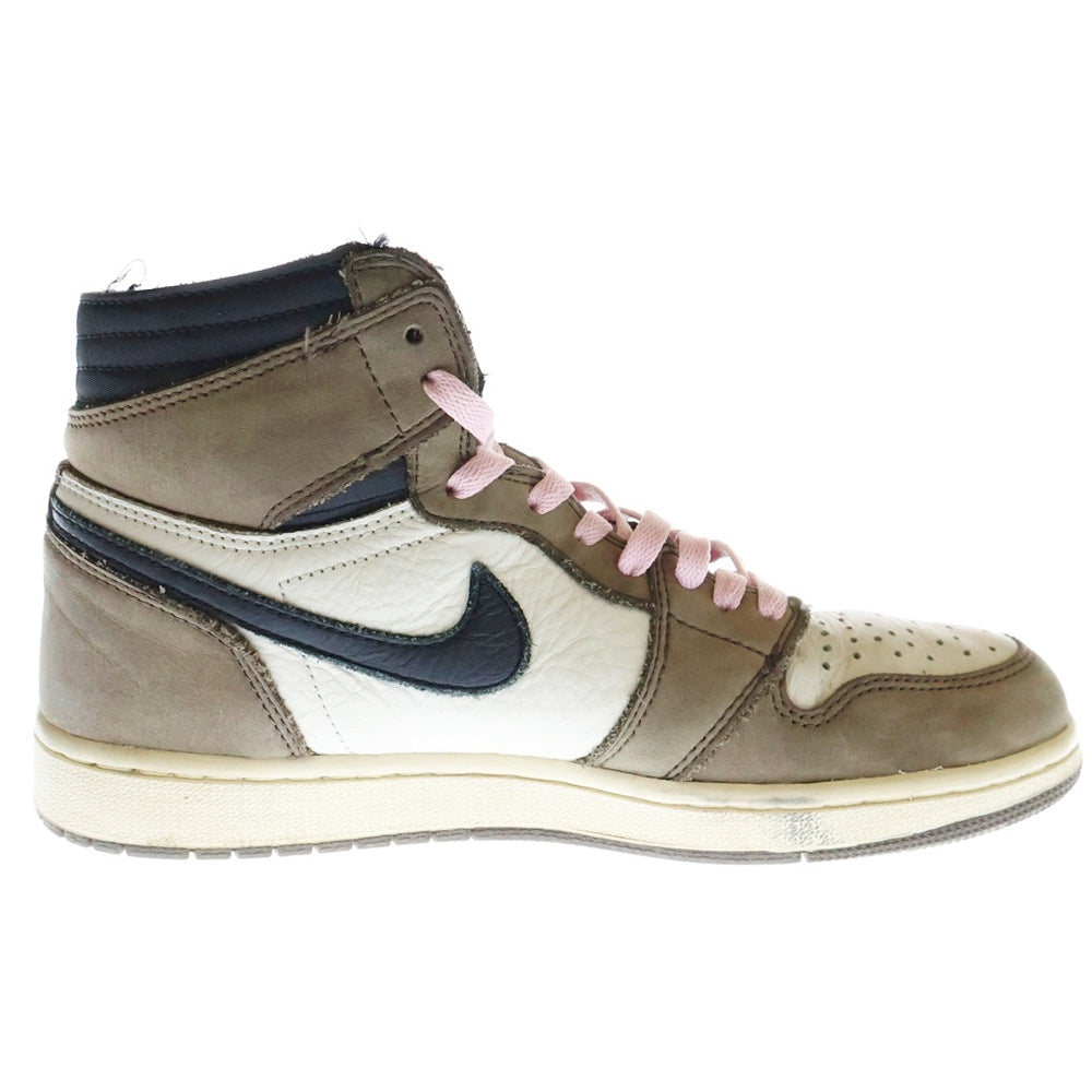 NIKE(ナイキ) ×TRAVIS SCOTT AIR JORDAN 1 HIGH OG TS SP トラヴィススコット エアジョーダン1 ハイカットスニーカー ブラウン US9.5/27.5cm CD4487-100