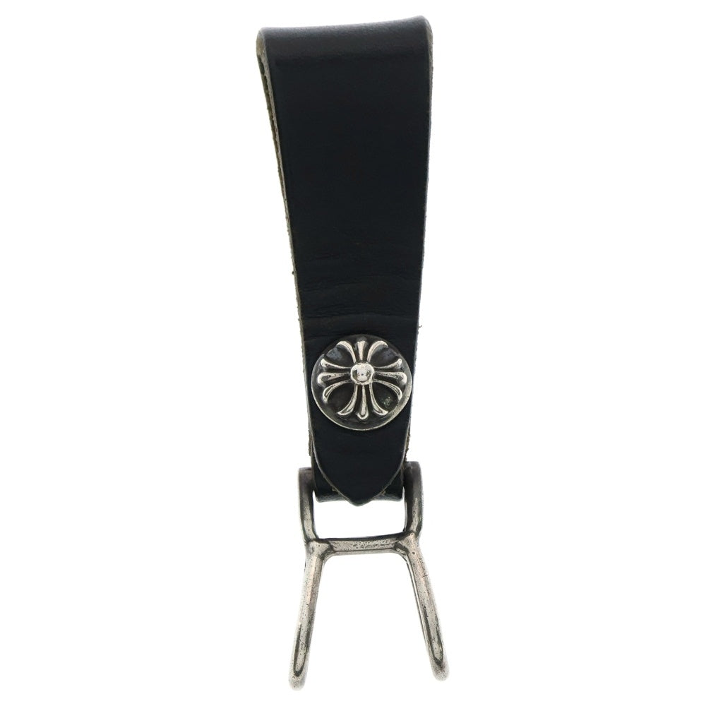 CHROME HEARTS(クロムハーツ) BELT LOOP クロスボールボタンレザーベルトループ シルバー/ブラック BCA397