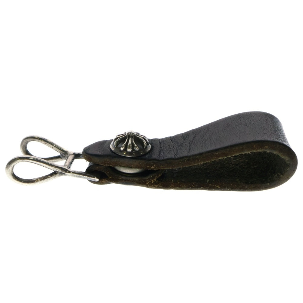 CHROME HEARTS(クロムハーツ) BELT LOOP クロスボールボタンレザーベルトループ シルバー/ブラック BCA397