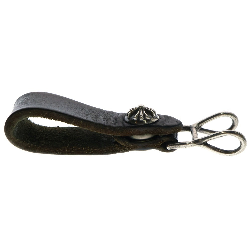 CHROME HEARTS(クロムハーツ) BELT LOOP クロスボールボタンレザーベルトループ シルバー/ブラック BCA397