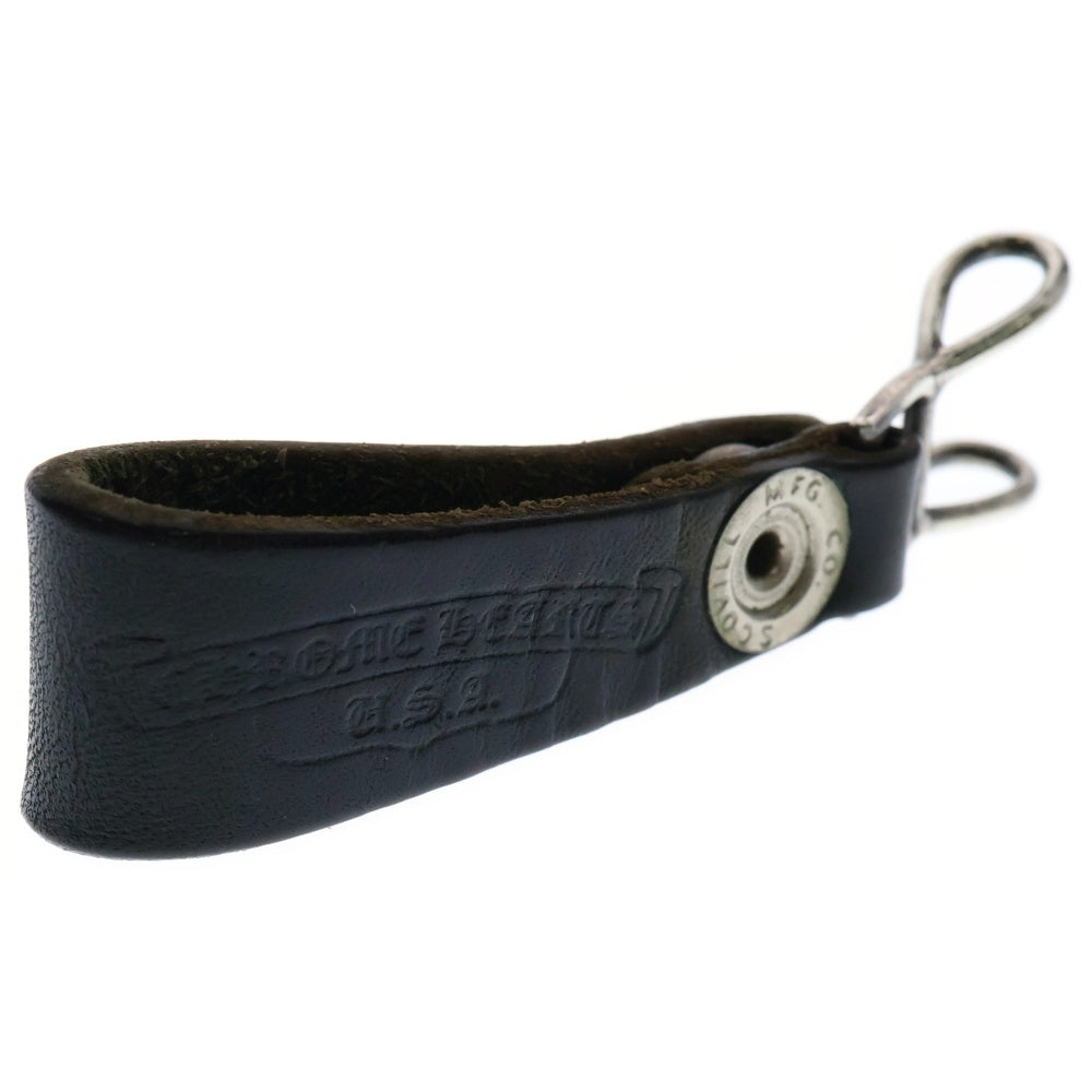 CHROME HEARTS(クロムハーツ) BELT LOOP クロスボールボタンレザーベルトループ シルバー/ブラック BCA397