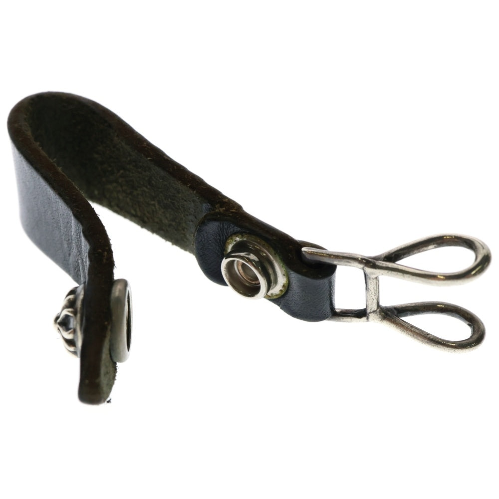 CHROME HEARTS(クロムハーツ) BELT LOOP クロスボールボタンレザーベルトループ シルバー/ブラック BCA397