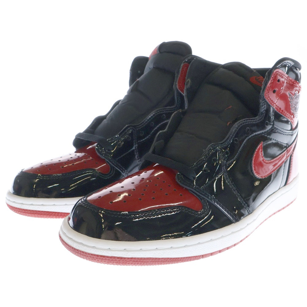 NIKE(ナイキ) AIR JORDAN1 HIGH OG PATENT BRED エアジョーダン1 パテントブレッド ハイカットスニーカー レッド US9.5/27.5cm 555088-063