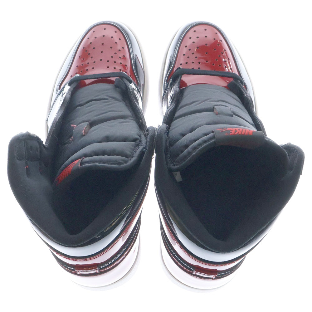 NIKE(ナイキ) AIR JORDAN1 HIGH OG PATENT BRED エアジョーダン1 パテントブレッド ハイカットスニーカー レッド US9.5/27.5cm 555088-063