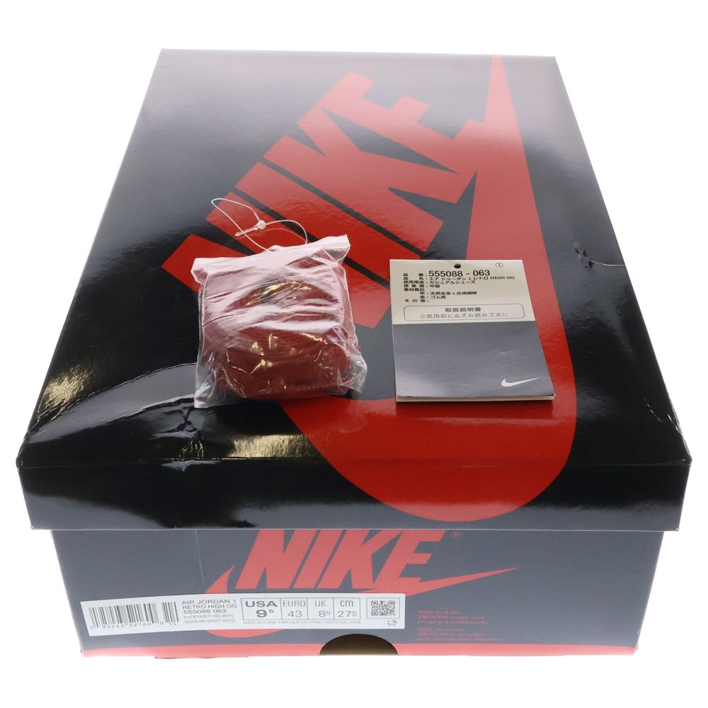 NIKE(ナイキ) AIR JORDAN1 HIGH OG PATENT BRED エアジョーダン1 パテントブレッド ハイカットスニーカー レッド US9.5/27.5cm 555088-063