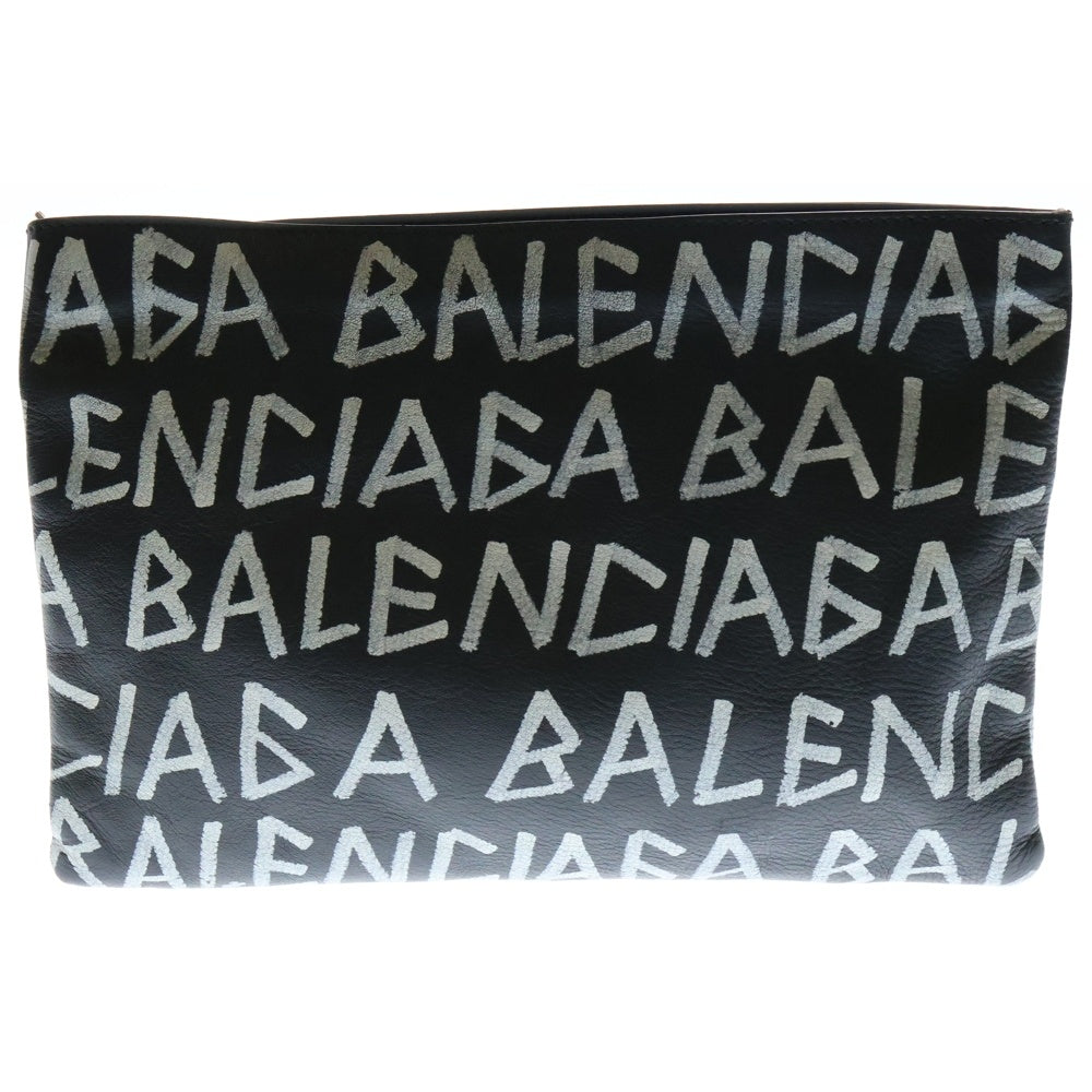 BALENCIAGA(バレンシアガ) Graffiti Clutch Bag グラフィティロゴクラッチバッグ ブラック/ホワイト 494040