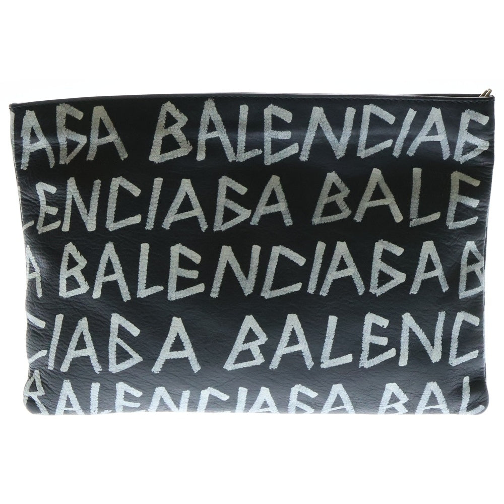 BALENCIAGA(バレンシアガ) Graffiti Clutch Bag グラフィティロゴクラッチバッグ ブラック/ホワイト 494040