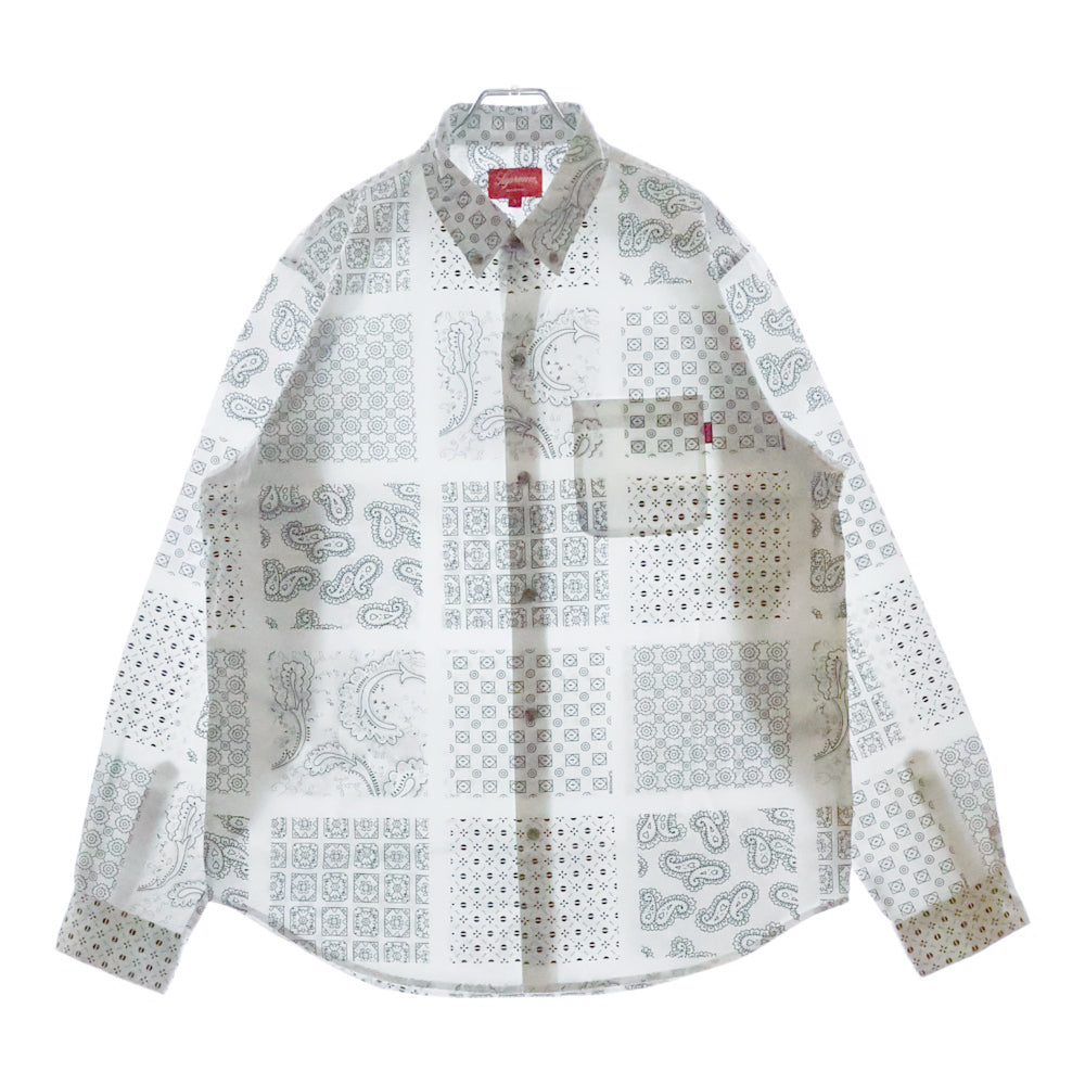 SUPREME(シュプリーム) 20SS Paisley Grid Shirt ペイズリー グリッド 長袖シャツ ホワイト